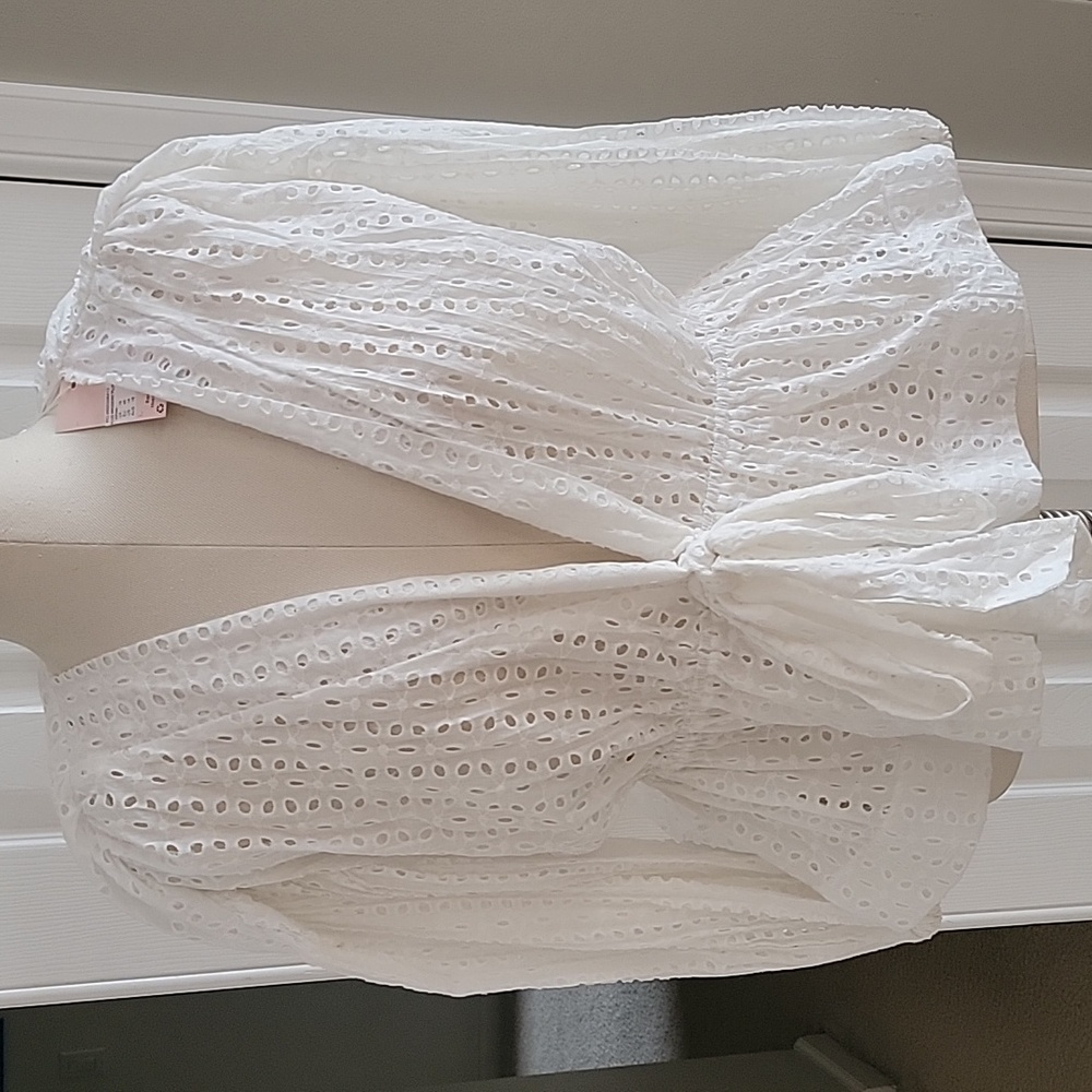 White eyelet peplum top size 14